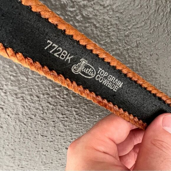 Vintage Justin Womens Western Top Grain Cowhide Belt - Picture 6 of 10